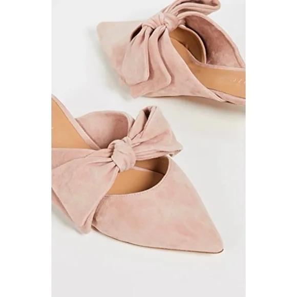 JOIE Caleah Peach Pink Suede Mules Kitten Heel Pointed Toe Sandal Leather Pumps - Picture 2 of 15